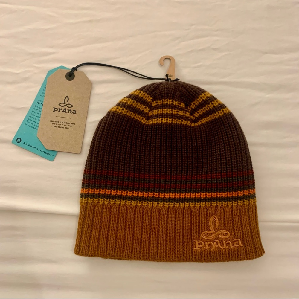 Prana Brown and Orange Knit Beanie